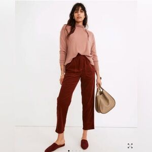 Madewell Huston tapered pull on corduroy burgundy pants nwt Xs